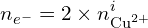 \[n_{e^-}=2\times n_{{\rm Cu}^{2+}}^i\]