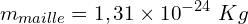 \[m_{maille}=1,31\times{10}^{-24}\ Kg\]