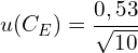 \[u(C_E)=\frac{0,53}{\sqrt{10}}\]