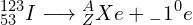\[{_{53}^{123}}I\longrightarrow{_Z^A}Xe+{_-1^0}e\]