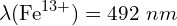 \[\lambda({\rm Fe}^{13+})=492\ nm\]