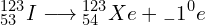 \[{_{53}^{123}}I\longrightarrow{_{54}^{123}}Xe+{_-1^0}e\]