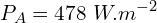 \[P_A=478\ W.m^{-2}\]