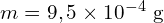 m=9,5\times 10^{-4}\ \text{g}