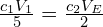 \frac{c_1 V_1}{5} = \frac{c_2 V_E}{2}