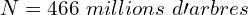 \[N=466\ millions\ d\prime arbres\]