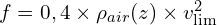 f=0,4 \times \rho_{air}(z) \times v_{\lim}^2
