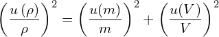 \[\left(\frac{u\left(\rho\right)}{\rho}\right)^2=\left(\frac{u(m)}{m}\right)^2+\left(\frac{u(V)}{V}\right)^2\]