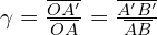 \gamma =\frac{\overline{OA'}}{\overline{OA}}=\frac{\overline{A'B'}}{\overline{AB}}