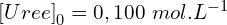 \left[Uree\right]_0=0,100\ mol{.L}^{-1}