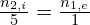 \frac{n_{2,i}}{5} = \frac{n_{1,e}}{1}