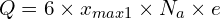 \[Q=6\times x_{max1}\times N_a\times e\]