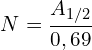 \[N=\frac{A\timest_{1/2}}{0,69}\]